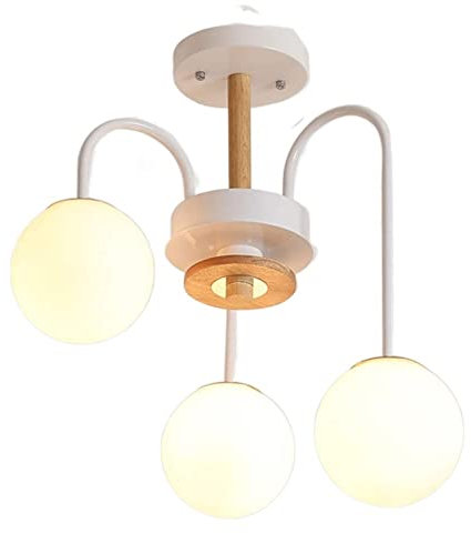 MIMMIC Modern Style Wrought Iron Chandelier E27 Glass Wrought Iron Oak Green Paint Eye Protection Heat-Resistant E27 Indoor Lighting Chandelier Durable