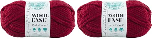 Lion Brand Yarn Company 1-Piece Wool-Ease Thick and Quick, Cranberry (Pack of 2)
