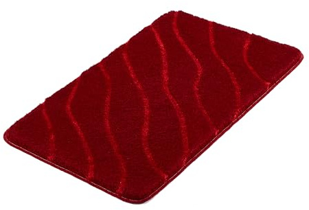 Kleine Wolke Badteppich Tram Granat 80 x 140 cm | OEKO-TEX zertifiziert, rutschhemmende Unterseite, für Fußbodenheizung, maschinenwaschbar, 100% Polyacryl