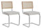 EGOONM 2er Set Moderne Esszimmerstühle Mitte des Jahrhunderts, Gepolsterte Küchenstühle mit Rattan-Rückenlehne für Zuhause, Schlafzimmer, Küche, Wohnzimmer (Polar-Weiß)