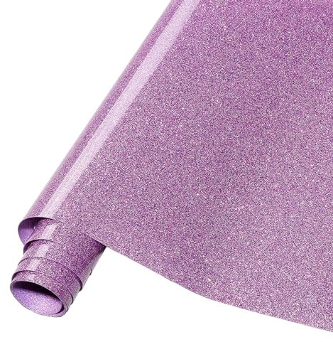 Tintnut Light Purple Glitter Iron on Vinyl Roll -12x5ft Lilic Glitter Heat Transfer Vinyl Shinny Glitter Iron On Vinyl For T-Shirts Glitter HTV Compatible With Cricut Or Sillhoutte Cameo Easy to Weed
