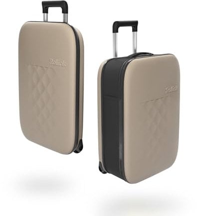 Rollink Vega II Reisekoffer, Trolley - Das Original mit innovativer Falttechnologie (Patent Pending) (Warm Grey, 55x40x23cm)