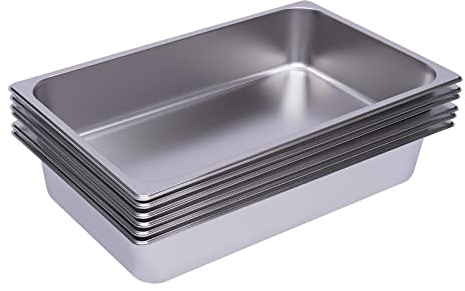 DCSYOG Gastronormbehälter Edelstahl 6 Stück, GN 1/1 100 mm tief Essens Behälter kommerzieller Warmhaltebehälter für Speisen Torten Aufläufe Hotelpfanne Tisch Food Pan