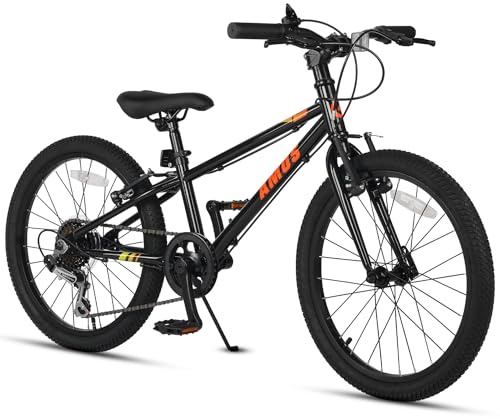 Glerc AMOS 16/20 Zoll Kinderfahrrad für 4-9 jährige Jungen, Mädchen und Teenager, mit Doppelhandbremsen & Kickständer, 6-Gang-Antrieb (20-Zoll-Modelle), Verstellbarer Sitz, Farbe: Schwarz, Blau, Rot