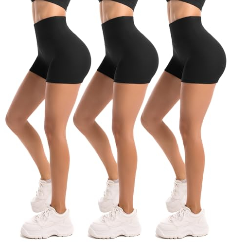 Walifrey High Waist Black Shorts for Women,Gym Shorts for Women Cycling Running Workout 3 Pack XXL
