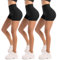 Walifrey High Waist Black Shorts for Women，Gym Shorts for Women Cycling Running Workout 3 Pack XXL