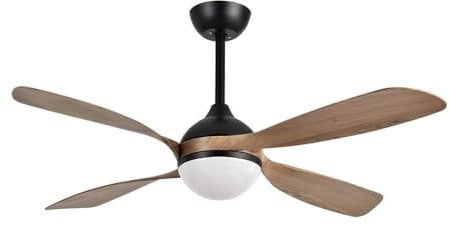 FABRILAMP Ventilador Dc Livorno 30w 3250lm Negro/roble 132d 4aspas 3000k,4500k,6000k, Remoto+ Temporizador+ Memoria