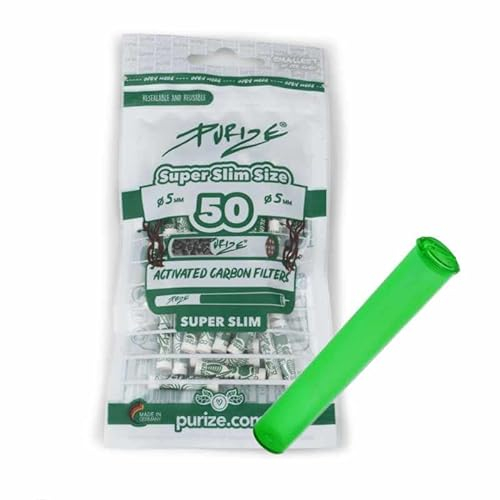 50 PURIZE® Super Slim Size Aktivkohlefilter + J Tube und 1/5 Sticker (250)