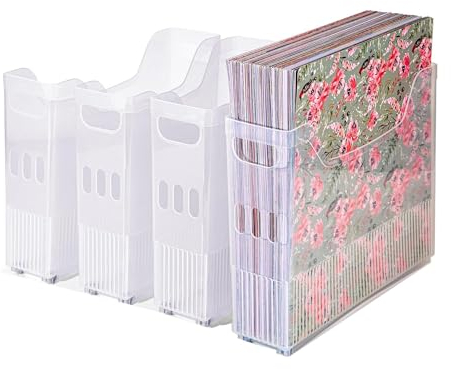 Luejnbogty 4 x Papieraufbewahrung für Scrapbooking mit Rollen, Aufbewahrungsbehälter aus Kunststoff für Scrapbooking, für 30,5 cm x 30,5 cm (12 Zoll) x 30,5 cm, Papier für Scrapbooking