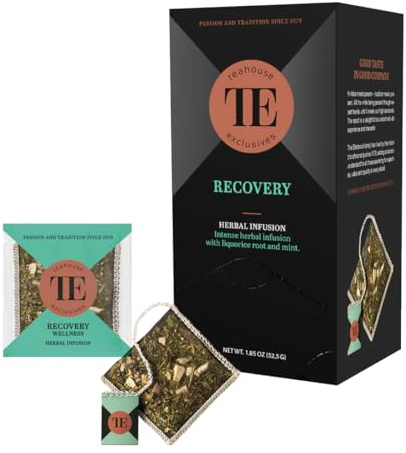 Teahouse Exclusives Luxury Tea Bag Erholung, 15 Beutel - Vollmundiger Aufguss aus erfrischender Minze und Süßholzwurzel