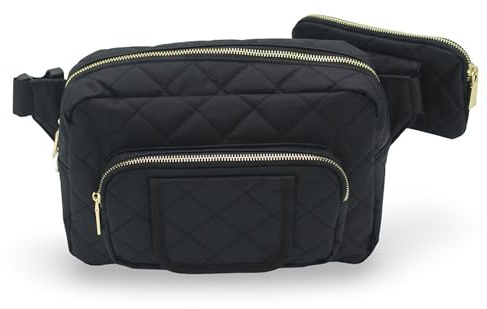 Lion & Light Petit sac à langer – Mini sac à langer portable avec matelas à langer portable, sac banane pour bébé et tout-petit, sac fourre-tout noir pour bébé avec sangle réglable et poches zippées