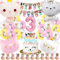 Katzen Geburtstag Ballons 3 Jahre,51 Pcs Katzen Geburtstagsdeko Junge Mädchen,Katze Kindergeburtstag Party Deko,Katze Luftballons Helium,Haustier Tiere Geburtstag Dekoration Supplies