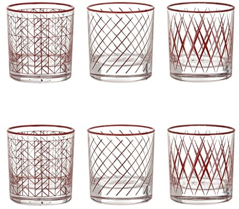 KASANOVA Set 6 bicchieri acqua in vetro Line rossi rosso Acqua,Tavola
