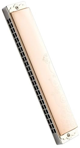 Instrument Harmonica artisanal en treillis de cuivre polyphonique à 24 trous avec coque en or Rose exquise(E)