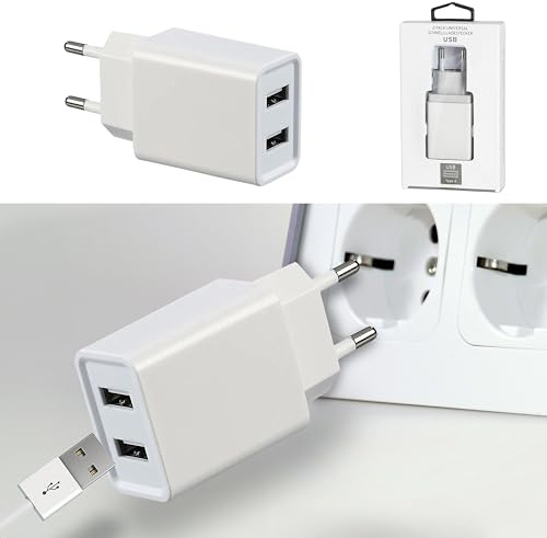 USB 2fach Ladegerät | 5V 2A 10Watt 110-220V 56-60 HZ | Kunststoff weiß | Netzteil Netzstecker Netzladeadapter (1 x USB 2fach Ladegerät 5V 2A)