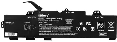 KHlove TT03XL Laptop Batterie pour HP EliteBook 850 G6 850 G5 ZBook 15U G6 15U G5 Series HSTNN-DB8K HSTNN-LB8H 932824-2C1 932824-1C1 933322-855 93282444-421 HSN-113C-5 HSN-I13C-5 HSTNN-UB7T 56Wh