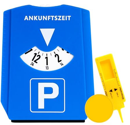 QIYILE Parkscheibe Auto Parkuhr mit Eiskratzer und Einkaufschips Park Scheibe Parkkarte für Auto LKW Wohnmobil und Motorrad, 1 Stück