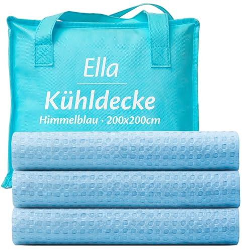 Ella Kühlende Decke, Atmungsaktive Cooling Sleep Decke, Tencel-Stoff und umweltfreundliche Kühldecke für Menschen, Kühldecken zum Schlafen, Oeko-TEX-zertifizierte dünne Sommerdecke 200x200 Himmelblau