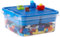 OGANAZI Plastic Building Block Bricks Storage Box Containers with Sorting Tray and Building Plate Lid for Interlocking Building Accessories, Lego Box Lego Storage, Lego Head Storage, 24*24*11cm, Blue