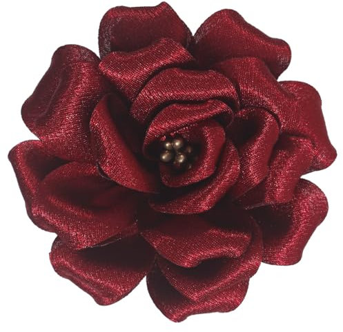 Mecool Rose Hair Clip Party Hochzeit Brosche Corsage Haar Kopf Clip Kopfschmuck Blume Haar Pin Rose Haar Barrette Zubehör für Frauen Mädchen-Dunkelrot