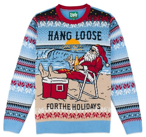 The Ugly Sweater Co. Hässlicher Weihnachtspullover für den Urlaub, lustiges, klebriges Unisex-Design, perfekte Passform, atmungsaktiv, Rundhalsausschnitt, Zum Aufhängen im Urlaub, XL