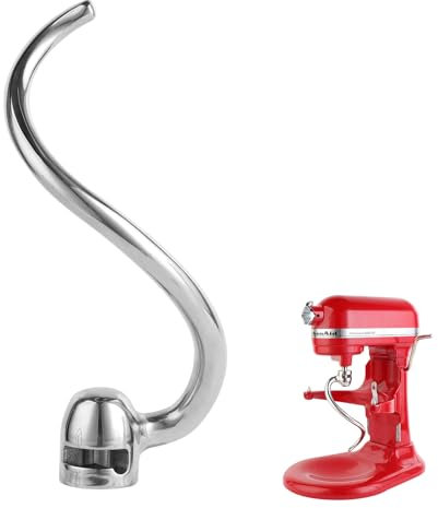 Stainless Steel Spiral Dough Hook Compatible with KitchenAid 5-6QT Mixer,Bowl Lift Stand Mixer Accessory, Dough Hook,Rust Resistant, Effectively Kneads Bread,Pizza,Pasta and Biscuits,Dishwasher Safe