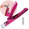 Acrylic Nail Cutter,Nail Clippers with 10Pcs Magnets Straight Nail Clipper Artificial Fake False Nail Trimmer with Length Measurement for Fake Gel Nails Professional Manicure Pedicure(Rose Red)