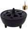 Cast Iron Incense Burner with 9-Hole Copper Incense Holder - Works for Incense Sticks, Cones, Resins, and Wax Melts, Log Burner Wax Melts Warmer