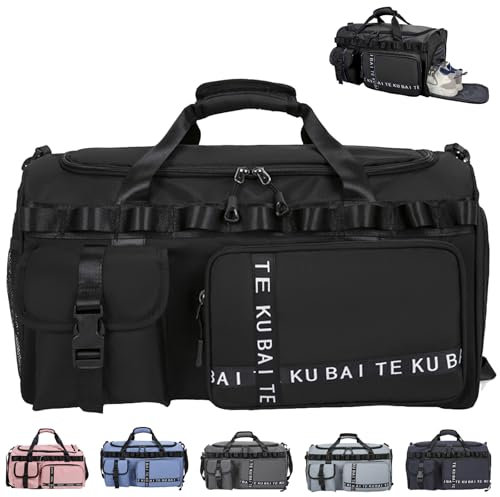 AUNGKWANG Reisetasche Damen Herren, 65L Wasserabweisende Sporttasche, Large Capacity Reise Tasche Gym Bag, mit Schuhfach und Nassfach, für Reisen, Fitness, Sport, Schwarz