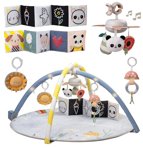 Taf Toys Fantasy Bloom Fitnessstudio.LED Lichterbögen, tragbares Musik-Mobile (20 Minuten beruhigende Melodien), sensorisches interaktives Spielzeug, doppelseitiges Babybuch & weich gepolsterte