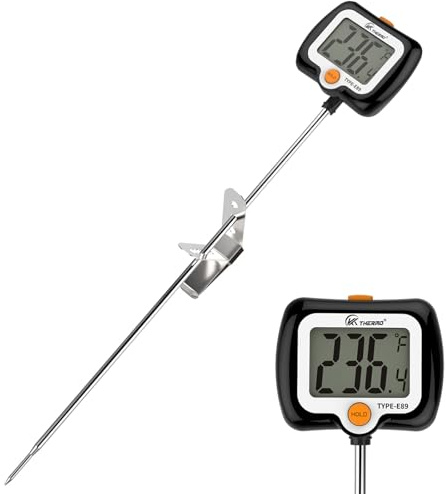 KT THERMO Digitales Fleischthermometer Bratenthermometer Thermometer Kochen Küchenthermometer Grillthermometer mit langer Sonde,für Backen,Grill, Baby Milch, Wasser(Schwarz)