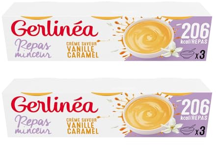GERLINÉA – Coupelle Crème Repas Minceur Vanille Caramel – Substitut de Repas Complet et Équilibré – Riche en Protéines – Prêt à Consommer – Lot de 2 (6 x 210 g)