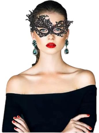 PARUPRUP Sexy Spitzen Maske für Damen Venezianische Masken Dicke Augenmaske Halbmaske für Halloween Karneval Abendkleid Tanz Ball Party Kostüm (Schwarz)