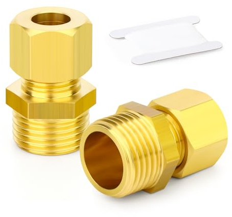 TAILONZ 6mm OD x 1/4 BSP Male Brass Compression Adapter (2Pcs) | Double ferrule design, secure grip, vibration resistant, for copper/plastic/aluminum pipes.