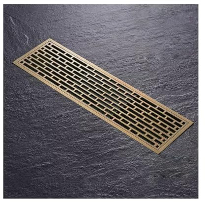 NJDQFA Drenaje Rápido Sumidero Ducha con Sifón Y Filtro,Rectangular Canaleta De Ducha De Cobre,Desagüe Lineal Rejilla Desague Ducha 8 * 28Cm