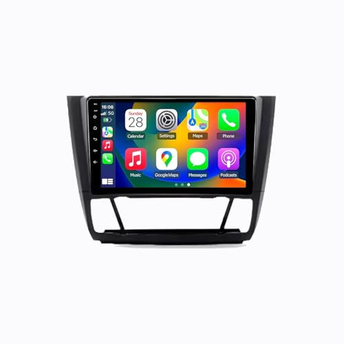 9 Android 15 Pantalla Táctil Radio 2 DIN Coche Pantalla para BMW 1-Series 1 Series E87 E81 E82 E88 2004-2011 con Enlace Espejo/GPS/FM/BT/Ventilador de refrigeración/Reproductor Multimedia(4+64G)