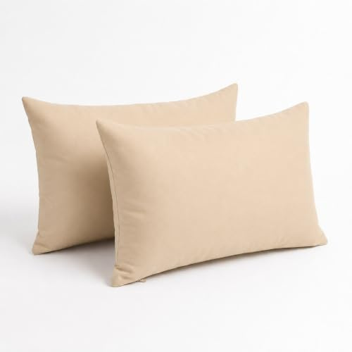 deco arts Coussin de décoration extérieur 60x35 cm, Lot de 2 – Déhoussable, déperlant, Anti-UV, pour Fauteuil ou canapé de Jardin – Beige