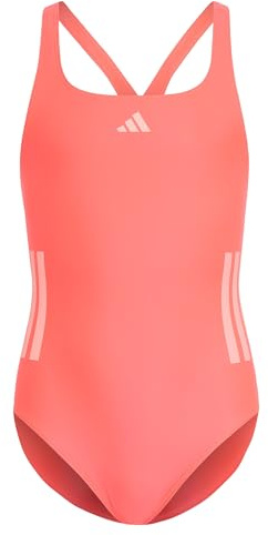 adidas Mädchen 3-Stripes C-Back Swimsuit Swimwear, Solar Turbo/Frozen Turbo, 2-3 Years