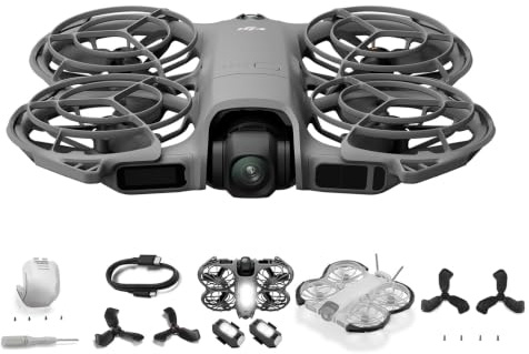 DJI Neo 2 - Dron 4K para Principiantes, Ligero y Plegable, Despegue en la Palma, Control por Gestos, ActiveTrack 360°, Detección de Obstáculos, Bundle 2 (Incluye Adaptador, Luces, Limpieza)