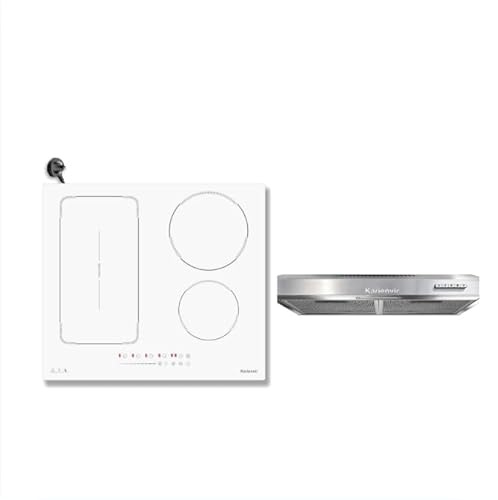 Electric Hob 60cm 4 Zone and Slimline Visor Cooker Hood 60cm, 3 Speed, 200m³/h