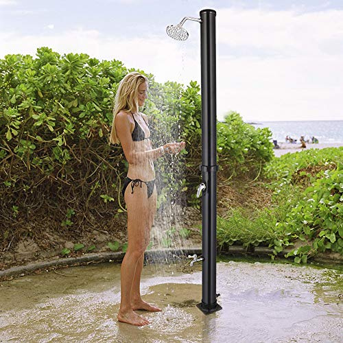 Bonnlo Solardusche Garten 20 Liter, 360° Drehbarer Duschkopf Fußdusche Gartenschlauch Anschluss, Winterfest Warmwasser Gartendusche Aussendusche Solar Garten Pool Strand Outdoor Dusche, Schwarz