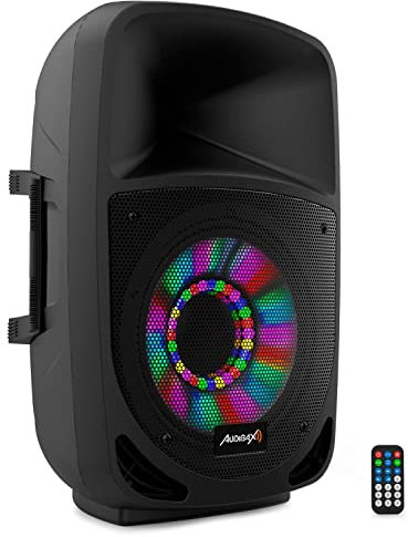 Audibax Vegas 15 - Altavoz Profesional Bluetooth de 15 - Potencia de 300W - Altavoz Amplificado - Conexión USB/SD - Mando a Distacia Incluido - Altavoz con Bluetooth - Motor de 1 - Iluminación LED