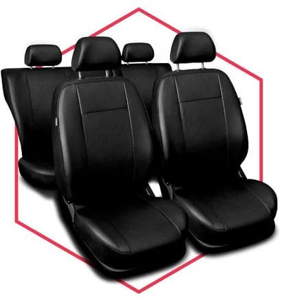 Saferide Autositzbezüge universal Auto Sitzbezüge kompatibel mit Ford Focus Kunstleder Autoschonbezüge Schwarz Sitzauflage Vorne und Hinten