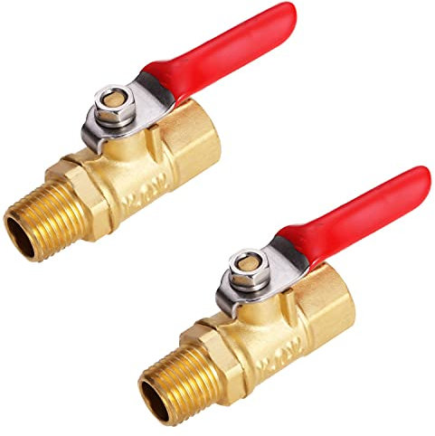 Litorange 2 stück 1/4 zoll Messing Kugelhahn,Leed-Free Absperrhahn mit 1/4 Zoll BSPT(männlich) x1/4 Zoll BSP(weiblich),Absperrventil mit 180 Grad Betriebsgriff, bewertet bis 600 WOG