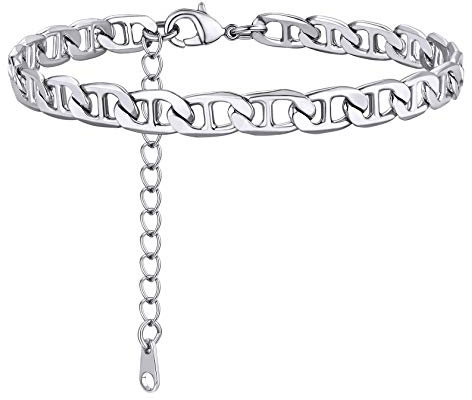Women Anklets 6MM Flat Mariner Link Chain Adjustable Silver Ankle Bracelets for Teen Girls Platinum Plated Summer Beach Foot Jewelry Anchor Anklet Beach Jewelry for Women