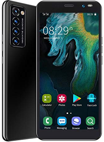 Smartphone, LANDVO Rino4 Pro HD Cámara Cara Huella Digital Desbloqueado Teléfono Inteligente Pequeño 1 + 8G 128GB Extensión 5.45in Desbloquear teléfono Inteligente(Black)