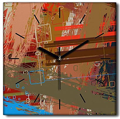 Coloray Uhr auf Leinwand - Schwarze Hände - Lautlos Nicht Tickend 30x30cm Dekoration Wohnzimmer Schlafzimmer Wandgemälde Moderne Kunst Wandkunst - Kunst Matrix Abstraktion.
