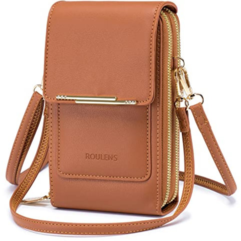 Roulens Klein Handy Umhängetasche,Damen Kleine Umhängetasche,PU Leder Crossbody Schultertasche Reisepass Handytasche mit Kartenschlitz Verstellbar Abnehmbar Schultergurt