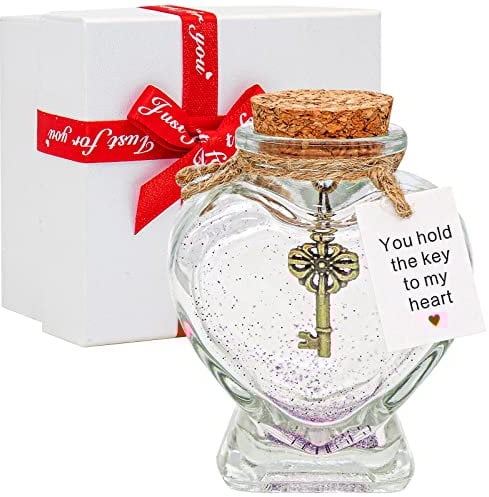 HSXIANG Du hältst den Schlüssel zu meinem Herzen - Dekorative Flasche Geschenk für Freundin oder Freund Valentinstag/Weihnachten - Key in a Bottle Jahrestag Jar Geschenk für Frau oder Mann