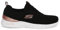 Skechers Skech-Air Dynamight-Rich Glow, Zapatillas Mujer, Black Knit/Rose Gold Trim, 39 EU